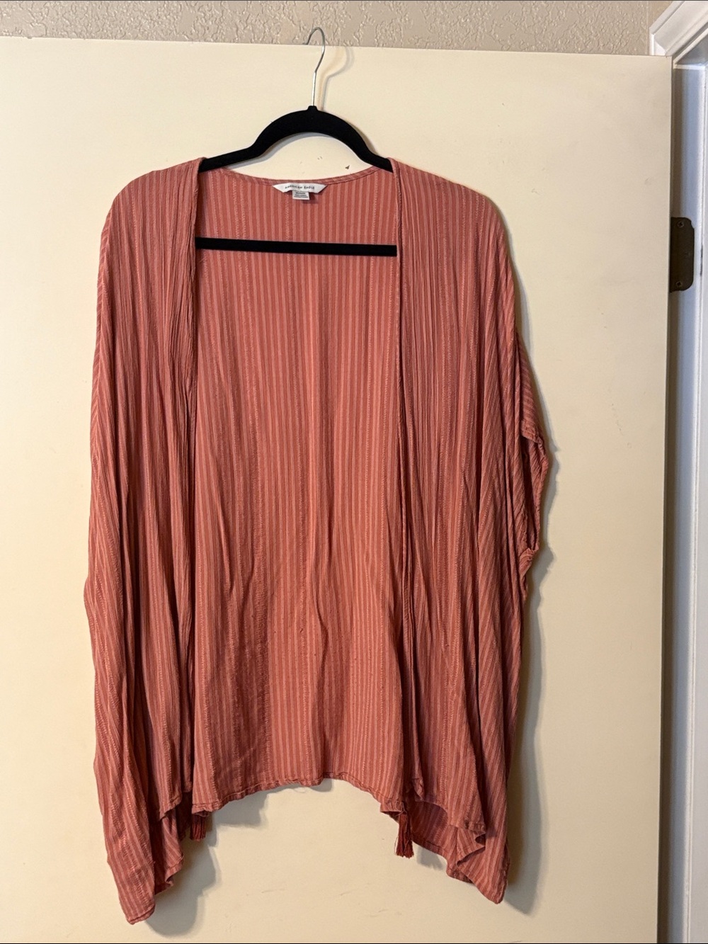 American Eagle Outfitters Open-Front Ribbed Cardigan - Dusty Pink